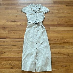 Apricot Linen Maxi Dress